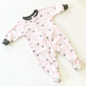 Just Born baby girls sheep print fleece zip up baby footie